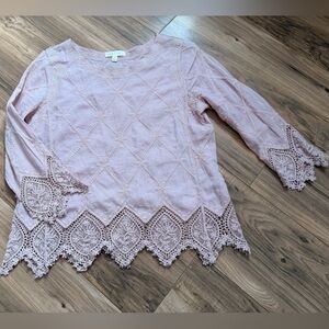 Adiva Dusty Pink Floral Embroidered Top